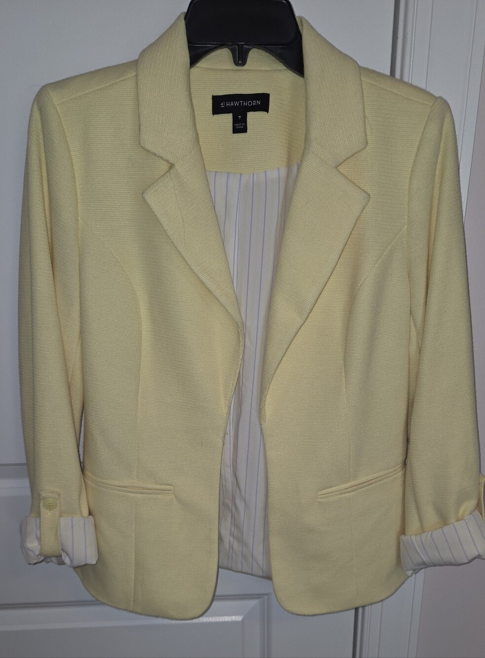 41 Hawthorn Butter Yellow Roll-Tab Sleeve Blazer